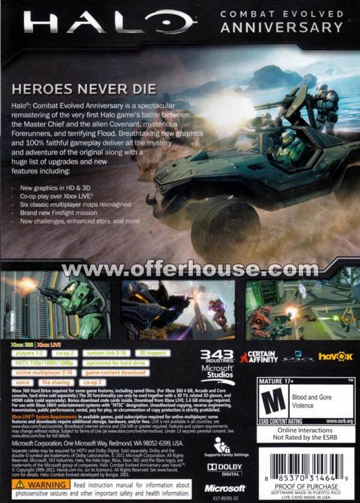 Halo: Combat Evolved Anniversary - Microsoft Xbox 360 (343 Industries - 1) video game collectible [Barcode 885370316285] - Main Image 2