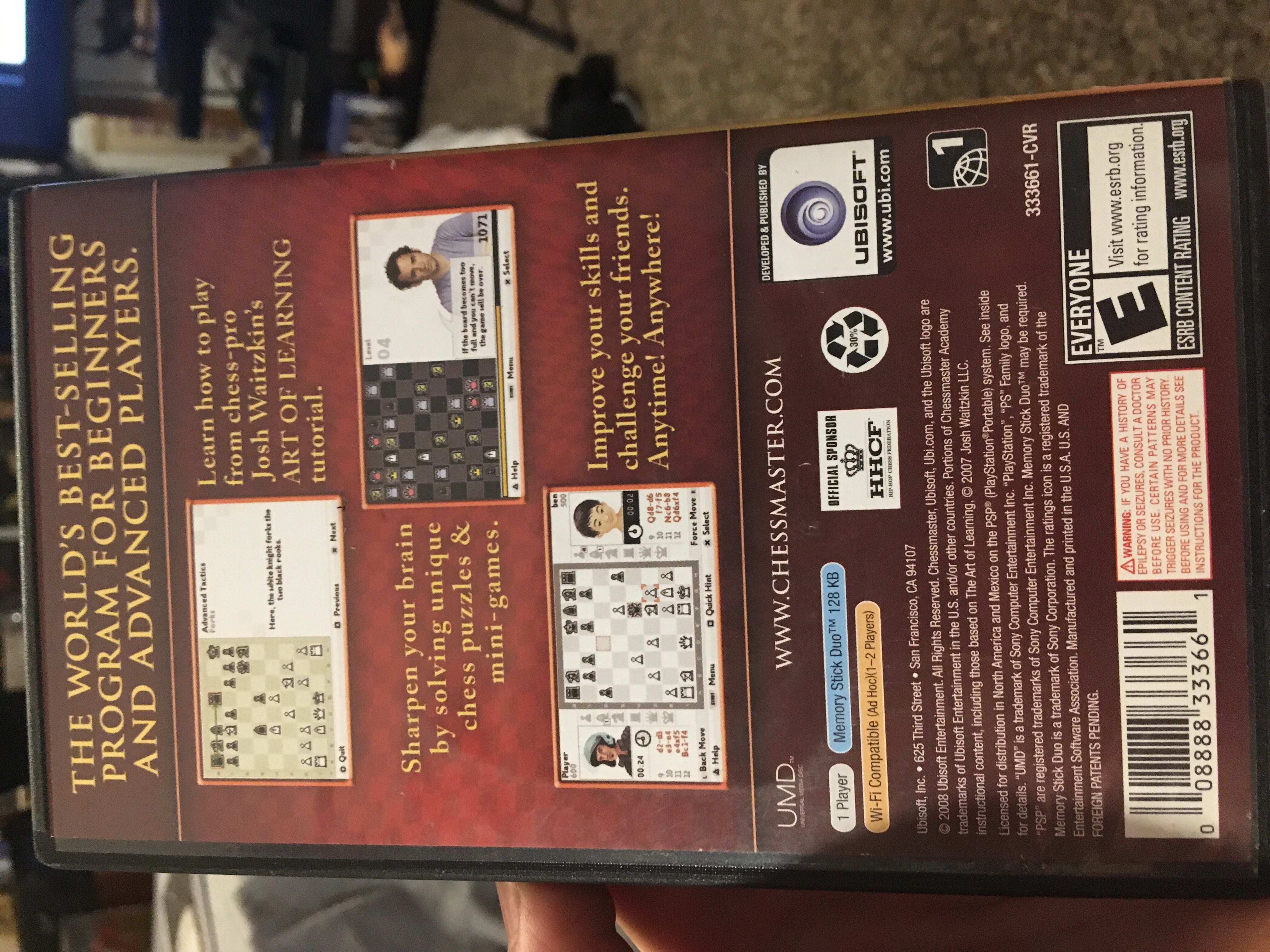 Chessmaster: The Art Of Learning - Sony PlayStation Portable (PSP) (Ubisoft - 1) video game collectible [Barcode 008888333661] - Main Image 2