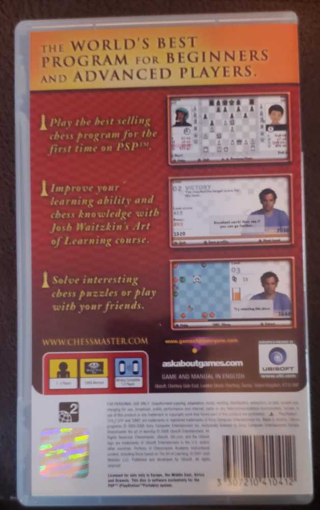 Chessmaster: The Art Of Learning - Sony PlayStation Portable (PSP) (Ubisoft - 2) video game collectible [Barcode 3307210410412] - Main Image 2
