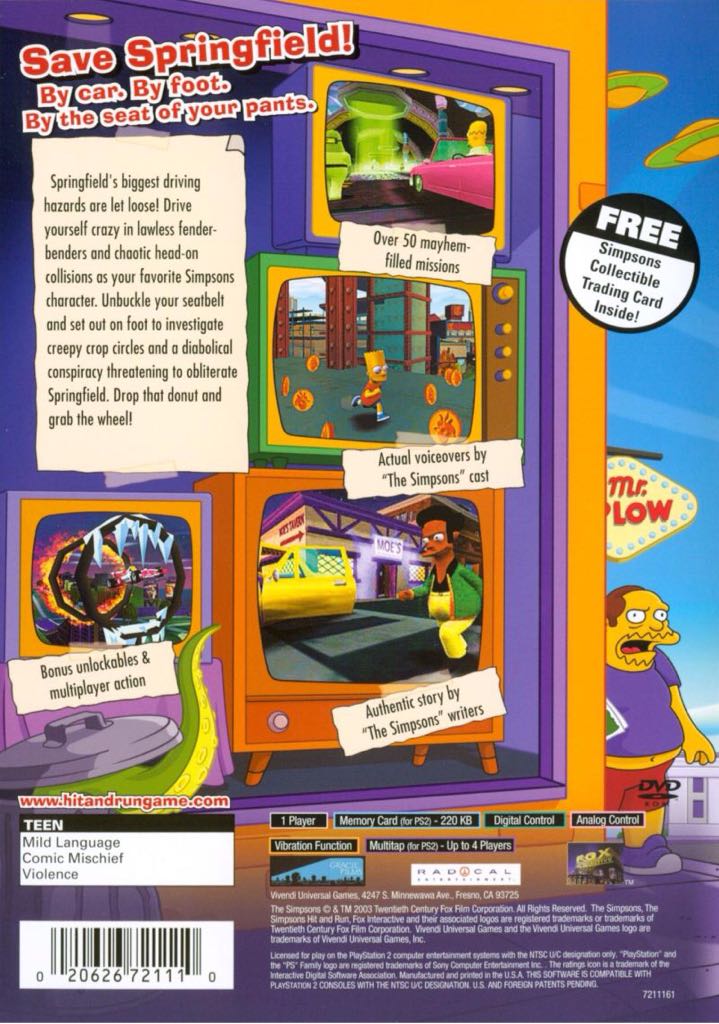 The Simpsons Hit & Run - Sony PlayStation 2 (PS2) (Vivendi Universal Games - 1) video game collectible [Barcode 3348542180628] - Main Image 2