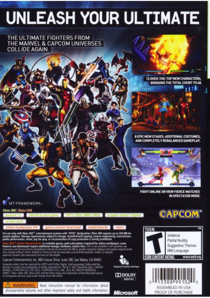 Ultimate Marvel vs. Capcom 3 - Microsoft Xbox 360 (Capcom - 1-2) video game collectible [Barcode 013388991020] - Main Image 2