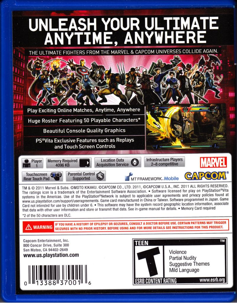 Ultimate Marvel vs. Capcom 3 - Sony PlayStation Vita (PS Vita) (Capcom - 1) video game collectible - Main Image 2