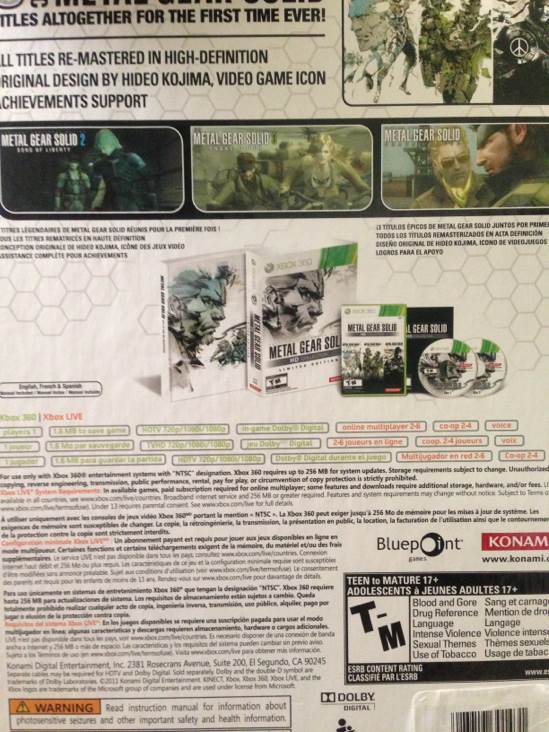 Metal Gear Solid: HD Collection - Limited Edition - Microsoft Xbox 360 (Konami - 1) video game collectible [Barcode 083717301400] - Main Image 2