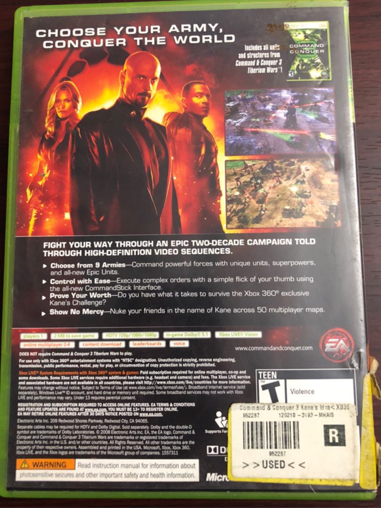 Command & Conquer 3: Kane’s Wrath - Microsoft Xbox 360 (Electronic Arts) video game collectible - Main Image 2