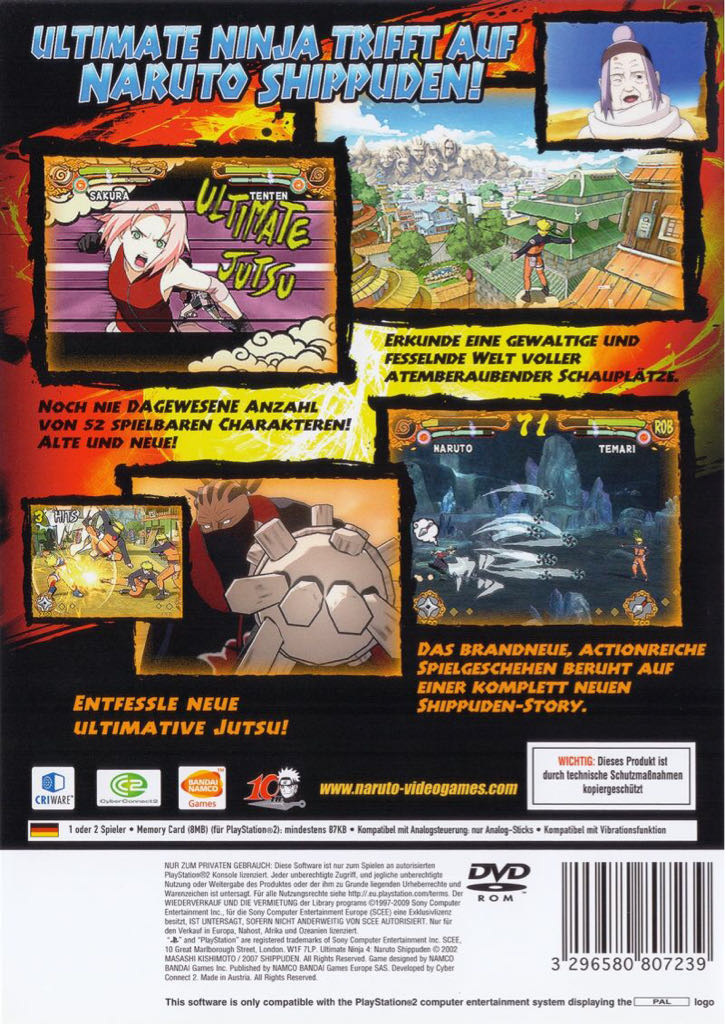 Naruto Shippuden : Ultimate Ninja 4 - Sony PlayStation 2 (PS2) (NAMCO BANDAI Games Europe S.A.S. - 1-2) video game collectible [Barcode 4970090316731] - Main Image 2