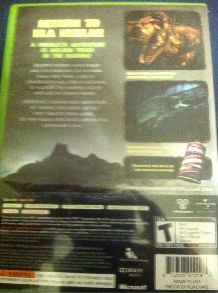 Jurassic Park The Game - Microsoft Xbox 360 (Telltale Games) video game collectible - Main Image 2