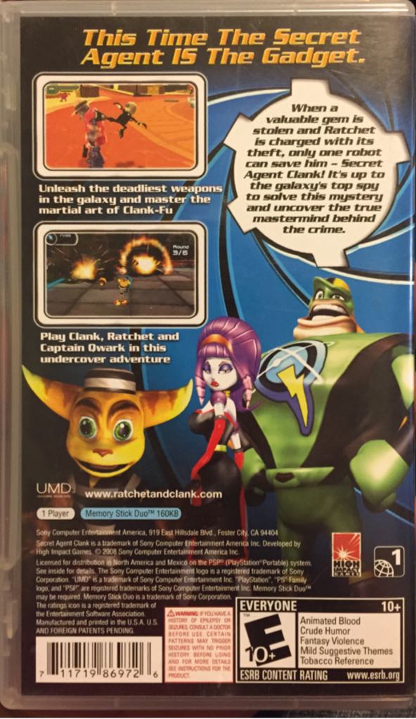 Secret Agent Clank - Sony PlayStation Portable (PSP) (Sony Computer Entertainment - 1) video game collectible [Barcode 711719869726] - Main Image 2