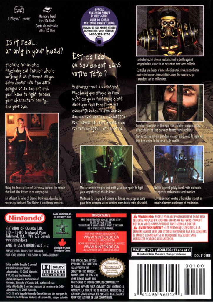 Eternal Darkness Sanity’s Requiem £ - Nintendo GameCube (Nintendo - 1) video game collectible [Barcode 045496390433] - Main Image 2