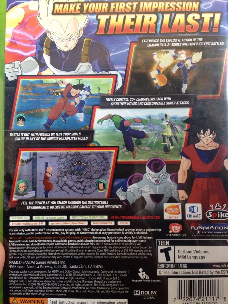 Dragon Ball: Raging Blast - Microsoft Xbox 360 (Bandai Namco - 1-2) video game collectible [Barcode 722674211178] - Main Image 2