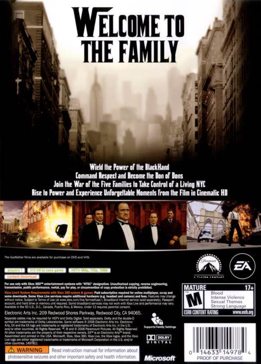 The Godfather - Microsoft Xbox 360 (Electronic Arts - 1) video game collectible [Barcode 014633149784] - Main Image 2