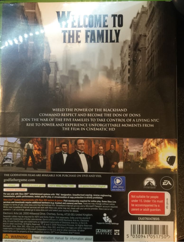The Godfather - Microsoft Xbox 360 (Electronic Arts/EA Games - 1) video game collectible [Barcode 5030941051750] - Main Image 2