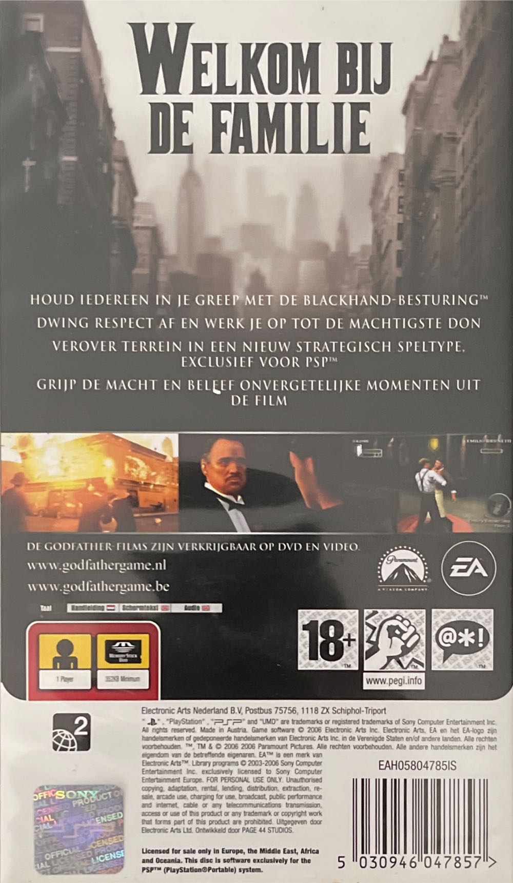 The Godfather - Sony PlayStation Portable (PSP) (Electronic Arts/EA Games - 1) video game collectible [Barcode 5030946047857] - Main Image 2