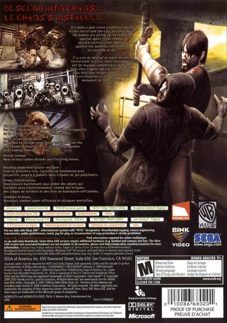 Condemned 2 Bloodshot - Microsoft Xbox 360 (Sega - 8) video game collectible - Main Image 2