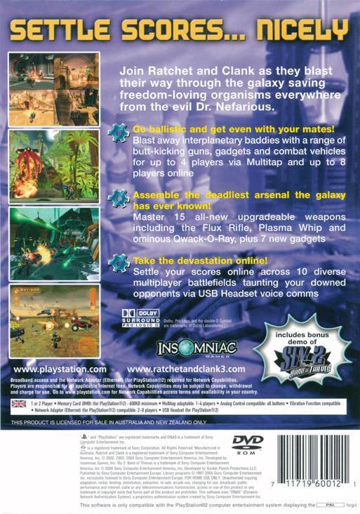 Ratchet & Clank 3: Up Your Arsenal - Sony PlayStation 2 (PS2) (Sony Computer Entertainment America - 1-8) video game collectible - Main Image 2