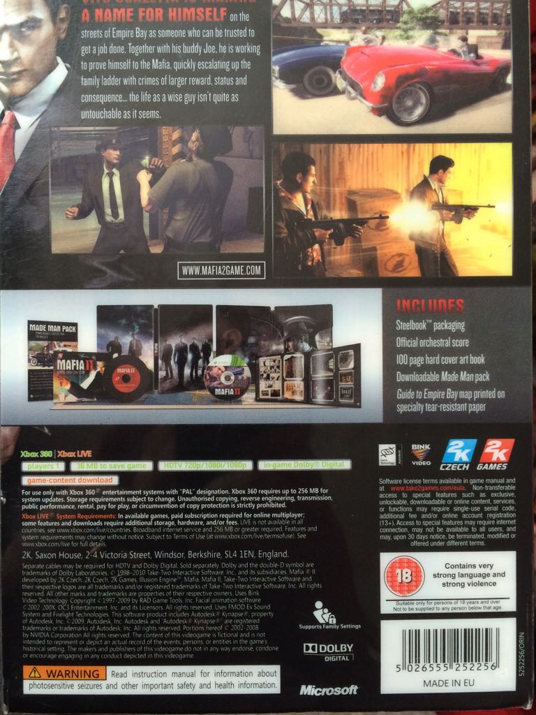 Mafia II Collector’s Edition - Microsoft Xbox 360 (2K Games - 1) video game collectible - Main Image 2