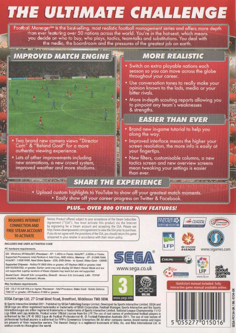 Football Manager 2012 - PC (Sega - 1) video game collectible [Barcode 5055277015016] - Main Image 2