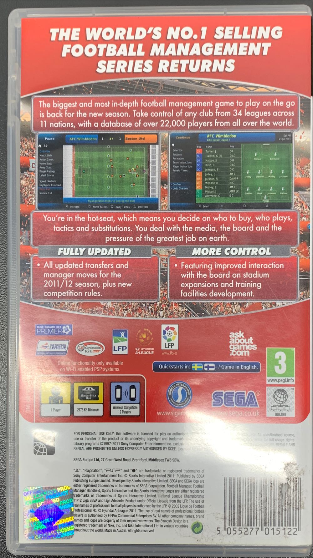 Football Manager 2012 - Sony PlayStation Portable (PSP) (Sega - 1) video game collectible [Barcode 5055277015122] - Main Image 2