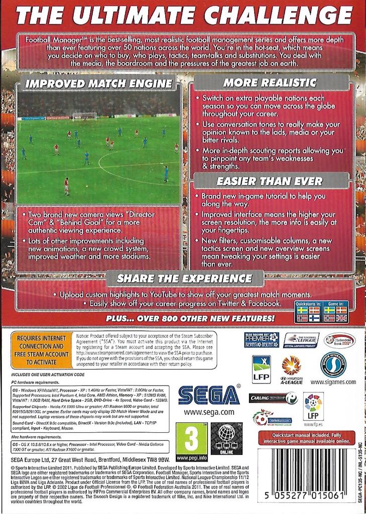 Football Manager 2012 - PC video game collectible [Barcode 5603625200043] - Main Image 2