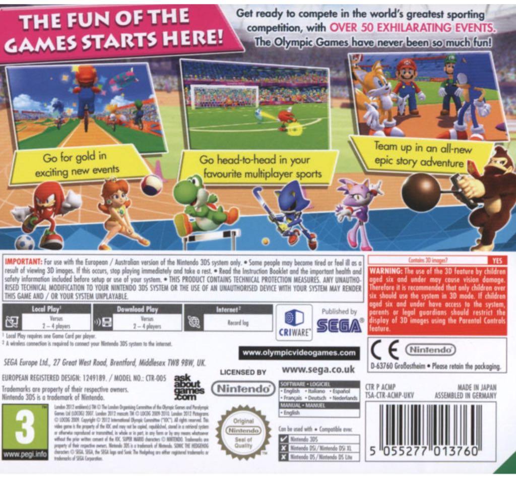 Mario and Sonic at the London 2012 Olympic Games - Nintendo 3DS (Nintendo - 1-4) video game collectible - Main Image 2