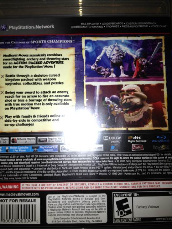 Medieval Moves - Sony PlayStation 3 (PS3) (Sony Computers Entertainment - 1-2) video game collectible [Barcode 711719166399] - Main Image 2