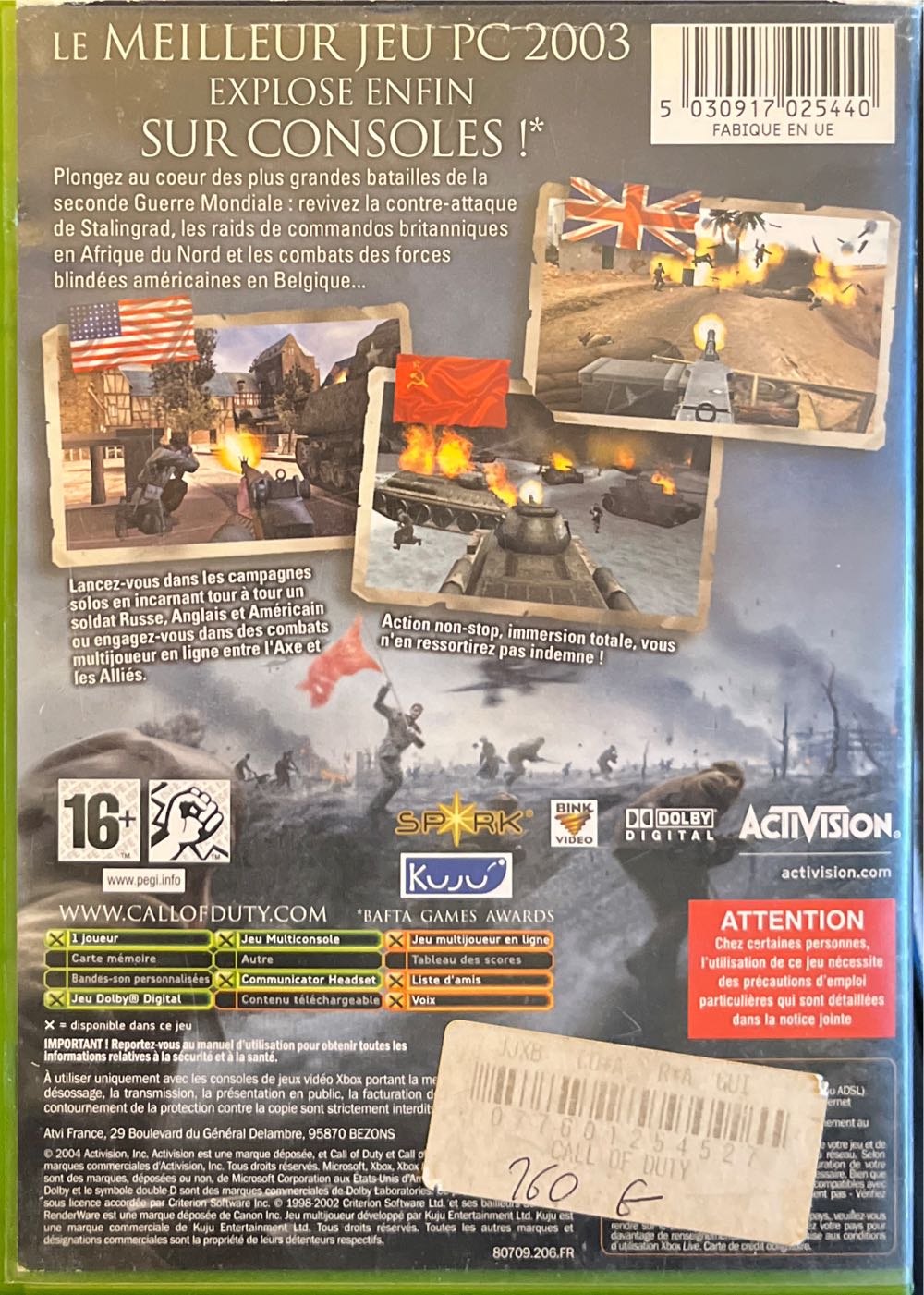 Call Of Duty Le Jour De Gloire - Microsoft Xbox (Boite Et Notice - 1) video game collectible [Barcode 5030917025440] - Main Image 2