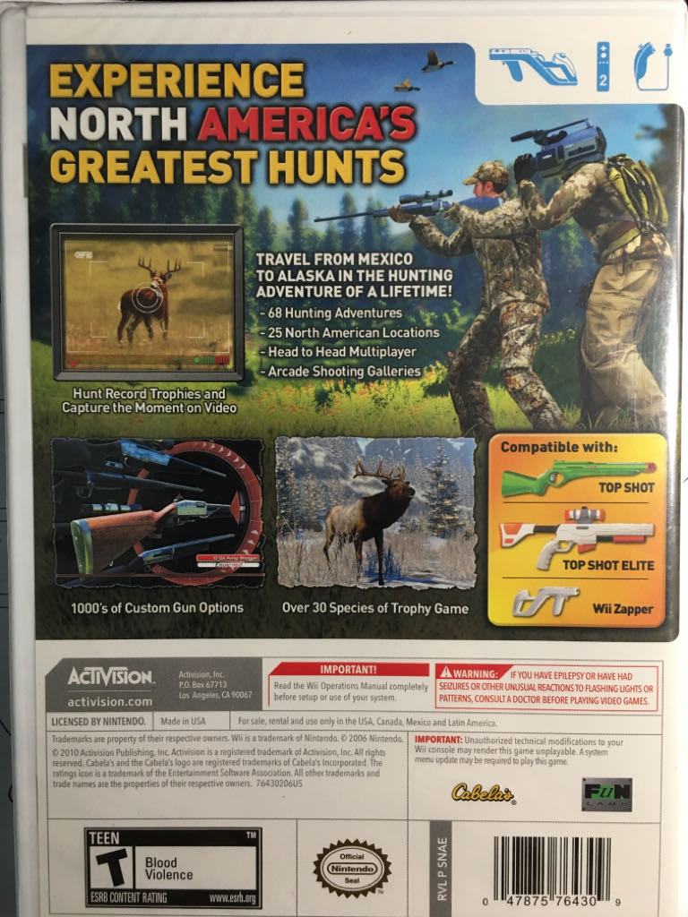 Cabela’s North American Adventures - Nintendo Wii (Activision Blizzard - 2) video game collectible [Barcode 047875764309] - Main Image 2