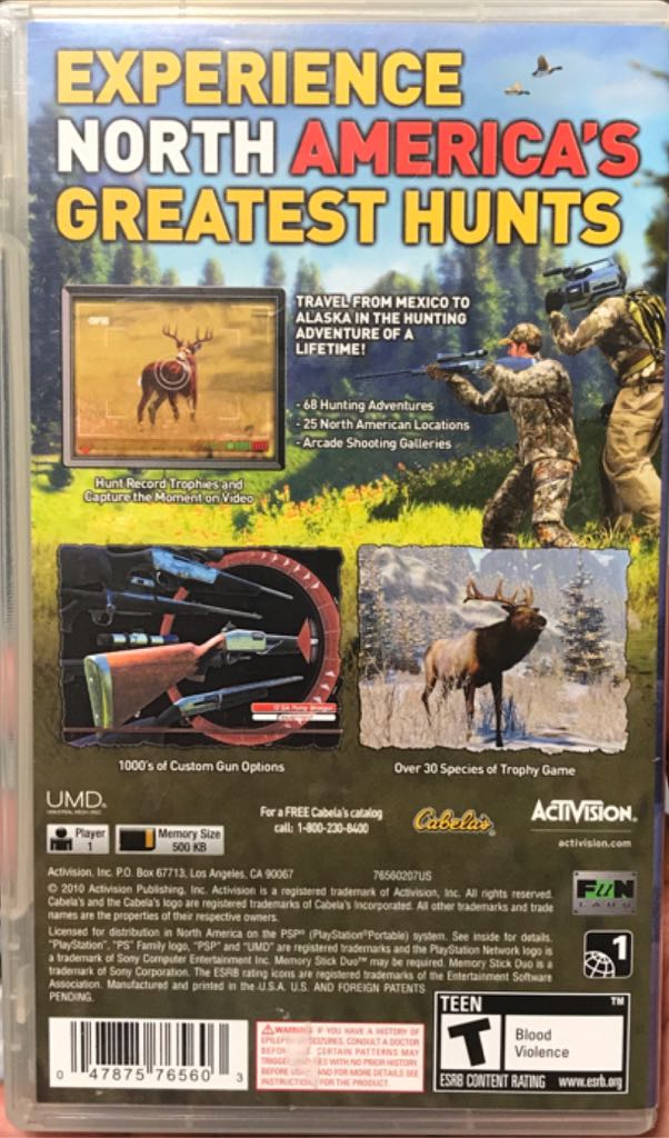Cabela’s North American Adventures - Sony PlayStation Portable (PSP) (Activision - 1) video game collectible [Barcode 047875765603] - Main Image 2