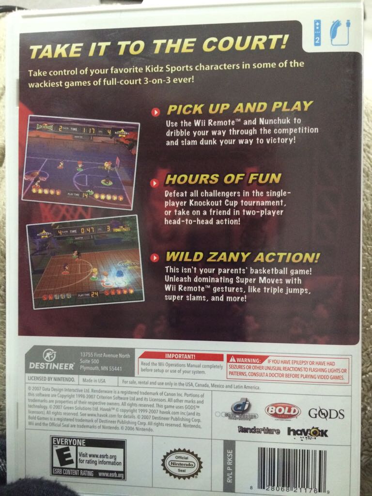 Kidz Sports: Basketball - Nintendo Wii (Destineer - 1-2) video game collectible [Barcode 828068211769] - Main Image 2