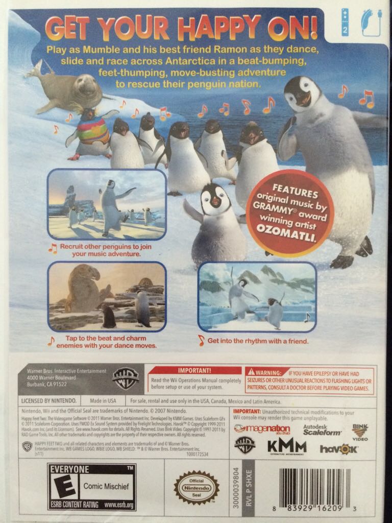 Happy Feet Two - Nintendo Wii (Warner Bros Interactive Entertainment - 1-2 Players) video game collectible [Barcode 883929162093] - Main Image 2