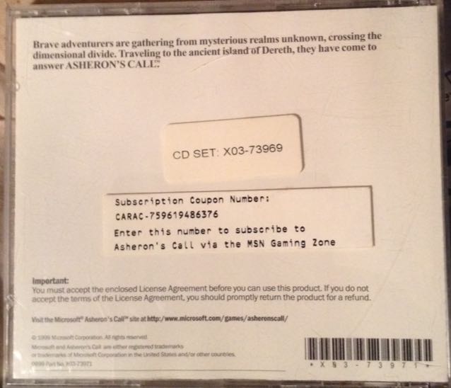 Asheron’s Call - PC (Microsoft Game Studios - 1) video game collectible [Barcode 805529131163] - Main Image 2