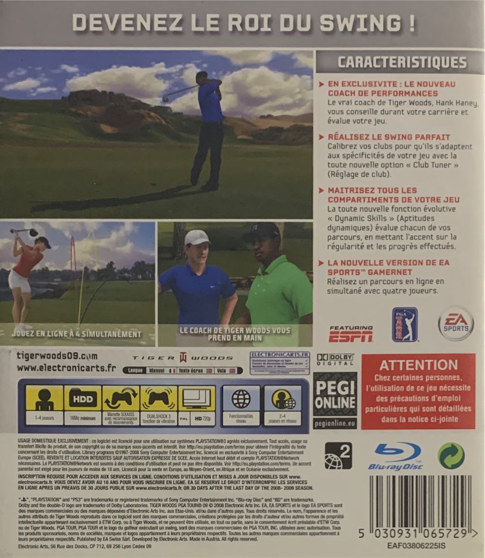 Tiger Woods PGA Tour 09 - Sony PlayStation 3 (PS3) (EA Swiss Sarl - 1-4 / 2-4) video game collectible [Barcode 5030931065729] - Main Image 2