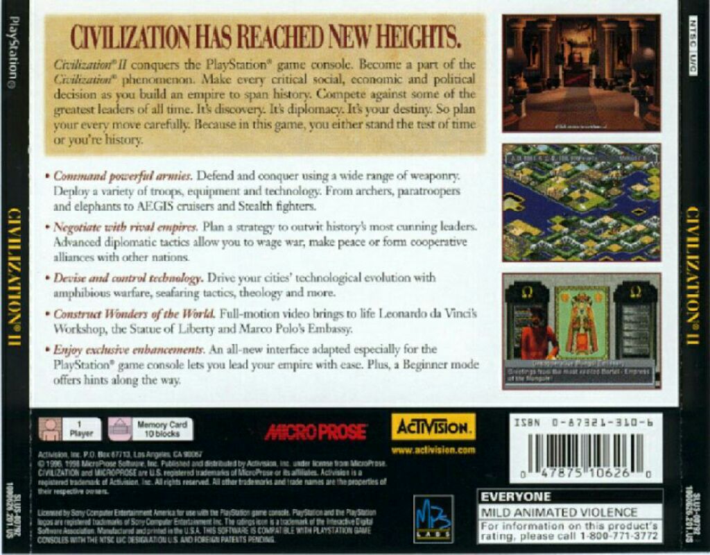 Civilization II - Sony PlayStation (Activision - 1) video game collectible [Barcode 047875106260] - Main Image 2