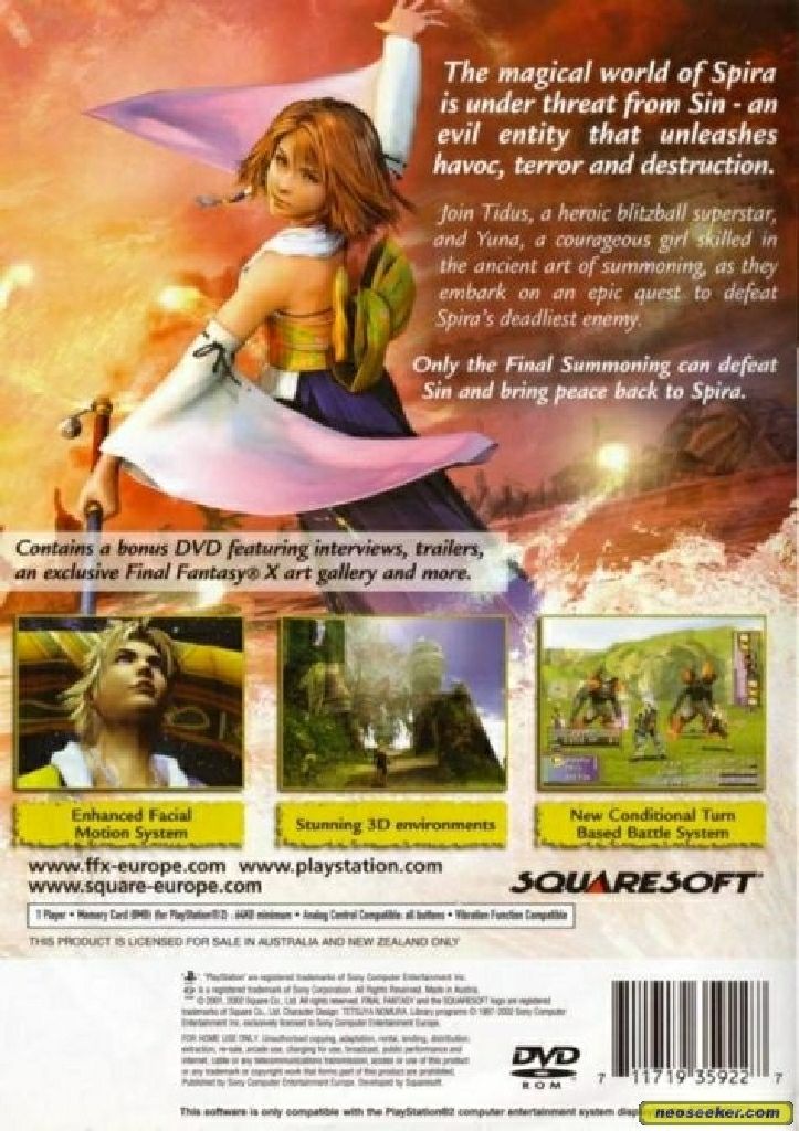 Final Fantasy X - Sony PlayStation 2 (PS2) (SquareSoft - 1) video game collectible [Barcode 711719359326] - Main Image 2