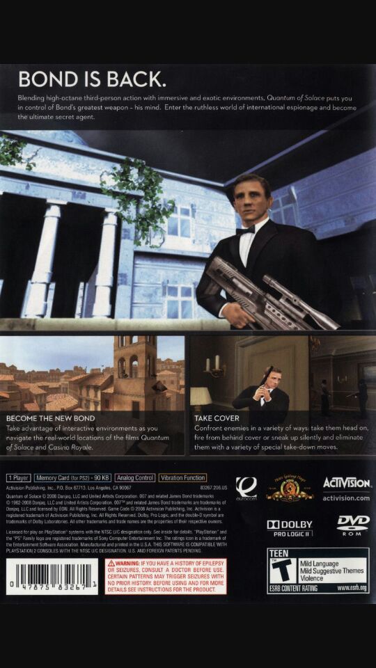 Quantum of Solace - Sony PlayStation 2 (PS2) (Activision - 1) video game collectible [Barcode 047875834293] - Main Image 2