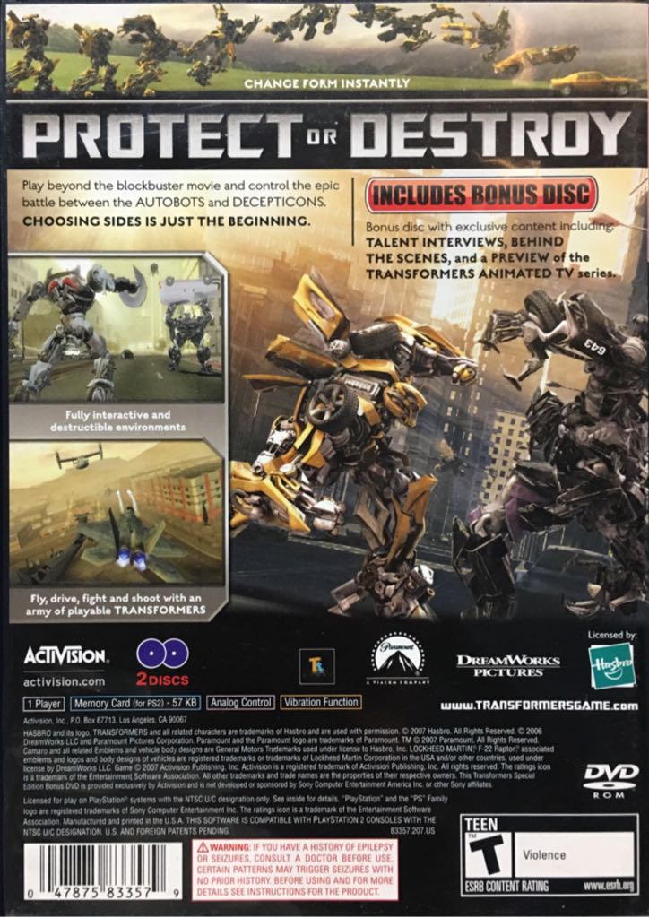 Transformers: The Game - Sony PlayStation 2 (PS2) (Activision - 1) video game collectible [Barcode 047875833579] - Main Image 2