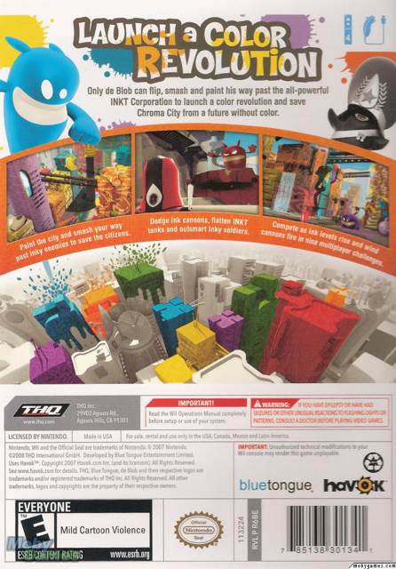 De Blob - Nintendo Wii (THQ - 4) video game collectible [Barcode 785138301341] - Main Image 2