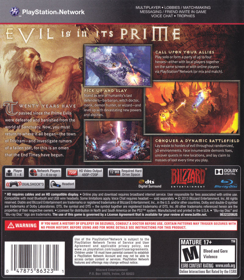 Diablo 3 - Sony PlayStation 3 (PS3) (Blizzard Entertainment - 4) video game collectible [Barcode 047875863231] - Main Image 3