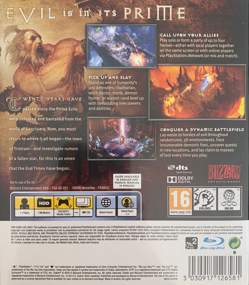 Diablo III - Sony PlayStation 3 (PS3) (Blizzard Entertainment - 4) video game collectible [Barcode 5030917126581] - Main Image 2