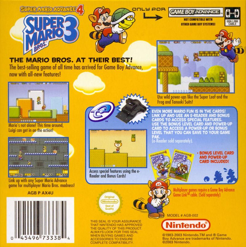 Super Mario Advance 4: Super Mario Bros. 3 - Nintendo Game Boy Advance (GBA) (Nintendo - 1) video game collectible [Barcode 008222140405] - Main Image 2