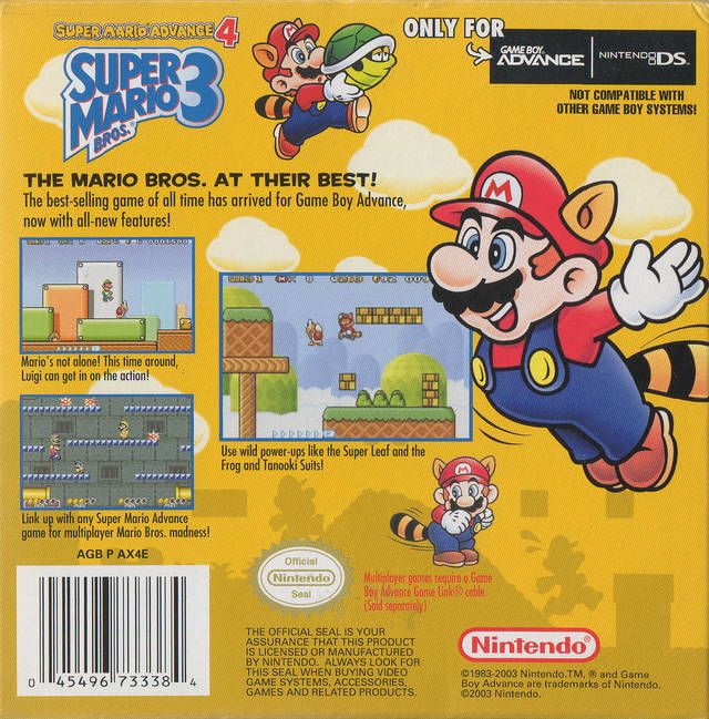 Super Mario Advance 4: Super Mario Bros. 3 - Nintendo Game Boy Advance (GBA) (Nintendo - 1) video game collectible [Barcode 045496733629] - Main Image 2