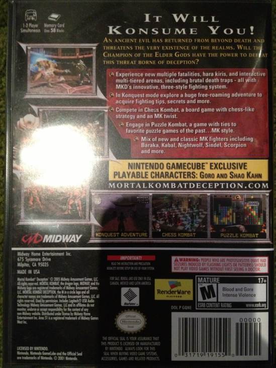 Mortal Kombat: Deception - Sony PlayStation 2 (PS2) (Midway - 2) video game collectible [Barcode 031719191550] - Main Image 2