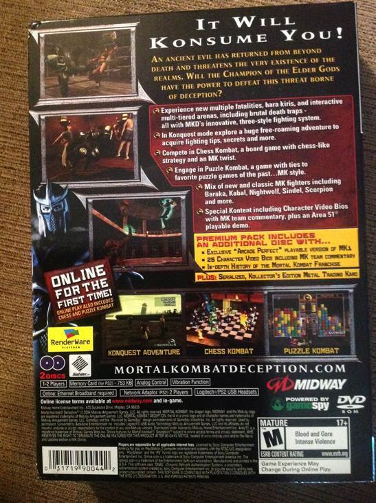 Mortal Kombat 6: Deception - Sony PlayStation 2 (PS2) (Midway - 2) video game collectible [Barcode 031719900442] - Main Image 2