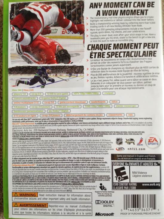 NHL 11 - Microsoft Xbox 360 (Electronic Arts - 4) video game collectible [Barcode 014633363715] - Main Image 2