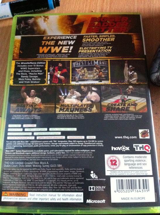 WWE ’12 - Microsoft Xbox 360 video game collectible [Barcode 4005209164399] - Main Image 2