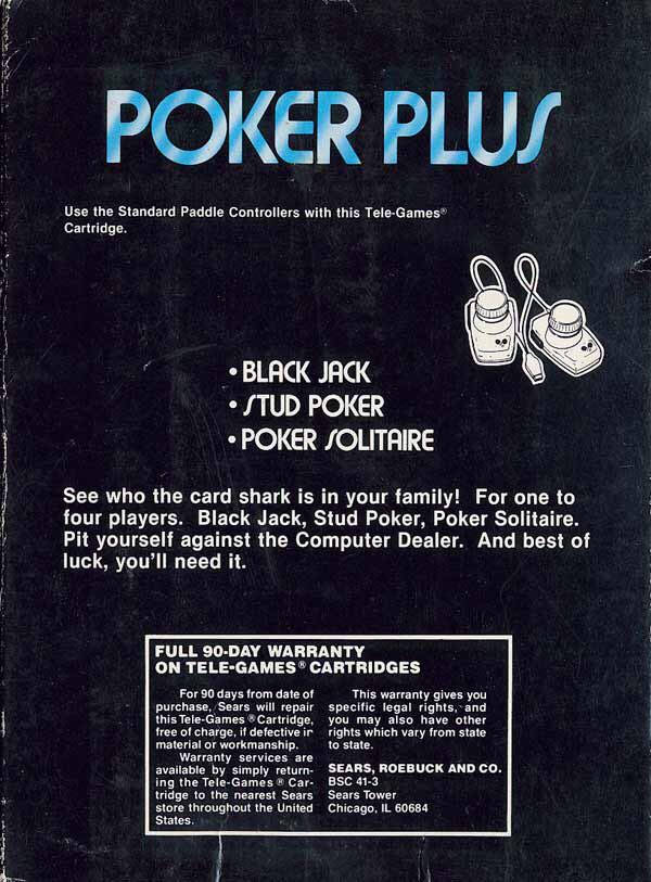 Poker Plus - Atari 2600 (Telegames - 2) video game collectible - Main Image 2