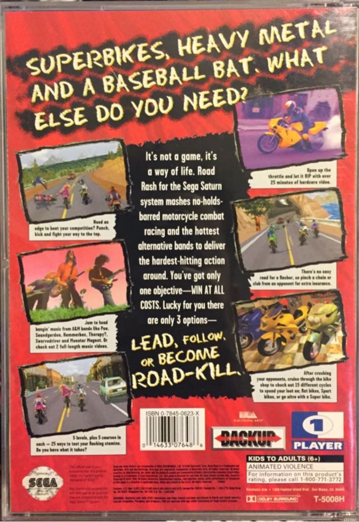 Road Rash - Sega Saturn (Electronic Arts - 1) video game collectible [Barcode 014633076486] - Main Image 2