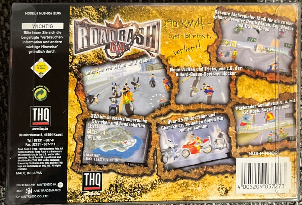 Road Rash - Nintendo 64 (N64) (THQ - 4) video game collectible [Barcode 4005209037273] - Main Image 2