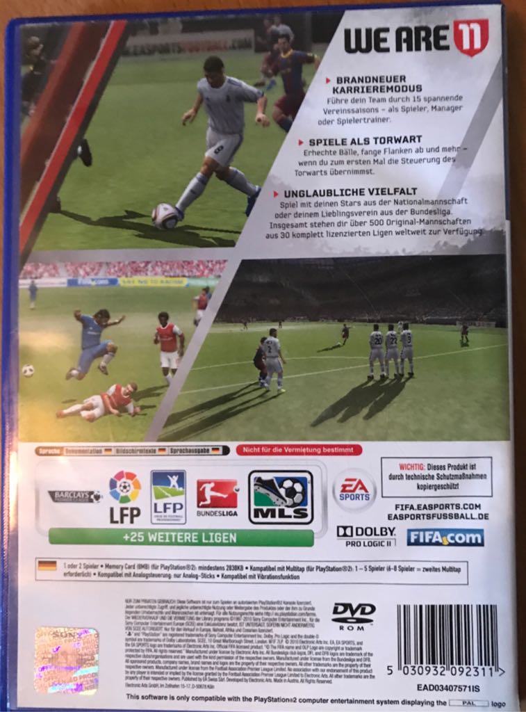 FIFA 11 - Sony PlayStation 2 (PS2) video game collectible [Barcode 5030932092311] - Main Image 2