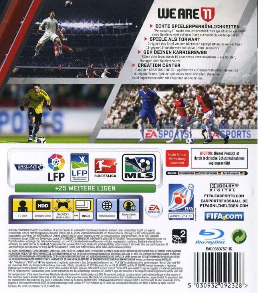 FIFA 11 - Sony PlayStation 3 (PS3) (Ea Sports - 6) video game collectible [Barcode 5030932092328] - Main Image 2