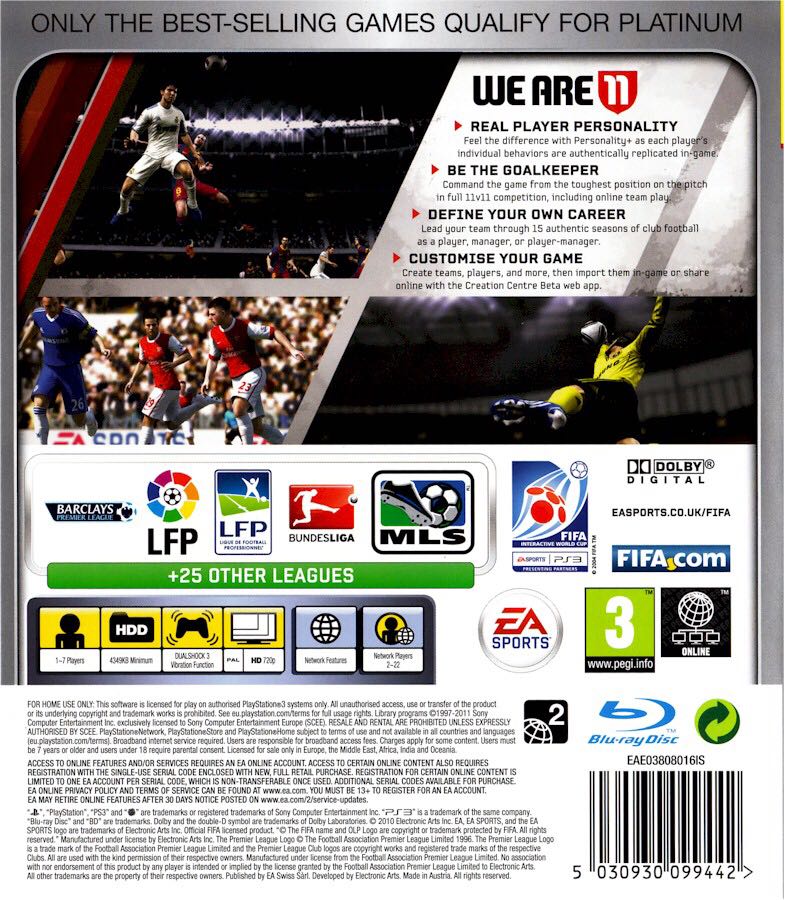FIFA 11 - Sony PlayStation 3 (PS3) (Sony) video game collectible [Barcode 5030932099440] - Main Image 2